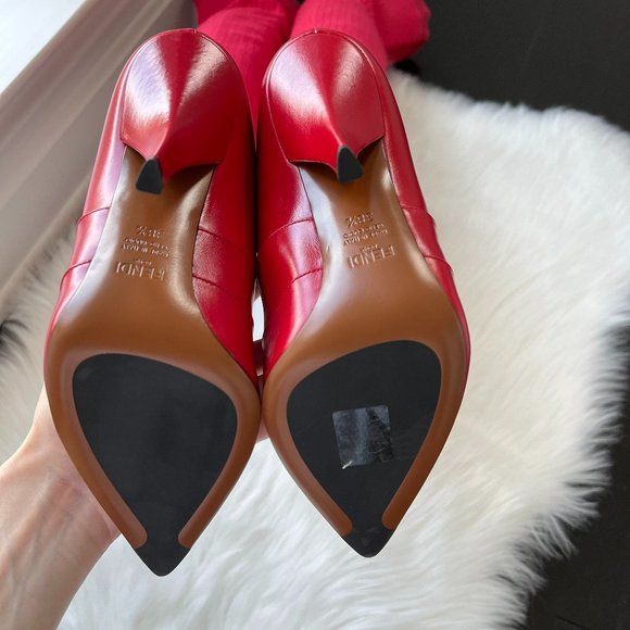 FENDI Women's Red Leather Thigh High Boots Size 38 1/2 - Picture 11 of 14